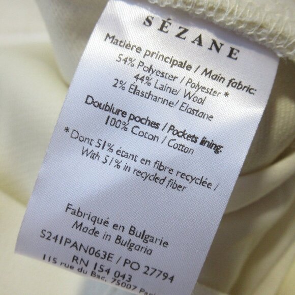 NWT Sezane Matheo Trouser in Ecru High Rise Wool Blend Pants 46 / 14 - Picture 7 of 9